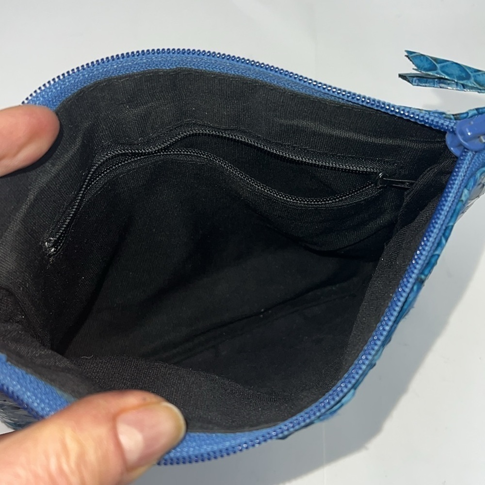 Snakeskin Python Bright Blue Zip Top Crossbody Bag - image 6